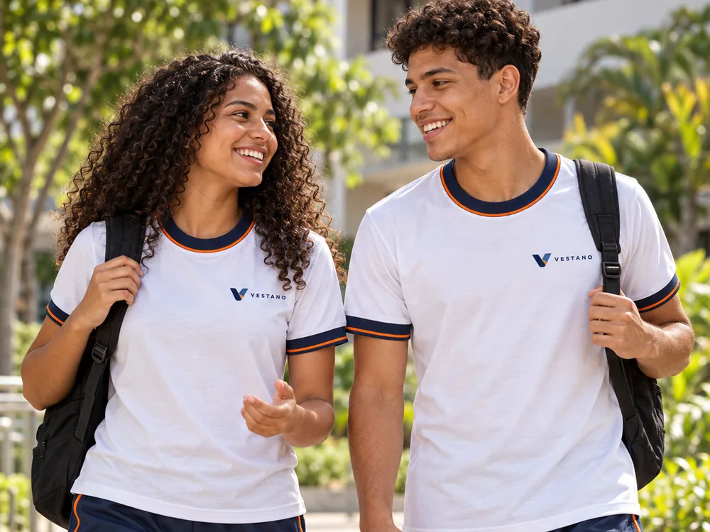 Equipe vestindo a linha Escolar da Vestano