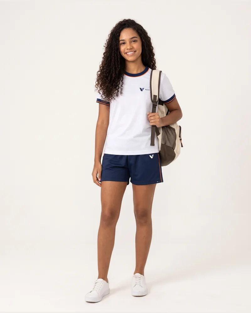 Kit Escolar Camiseta + Bermuda Feminino